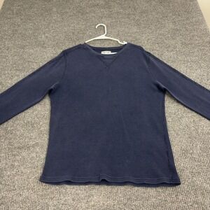Wallace & Barnes Shirt Mens L Navy Blue 100% Cotton Waffle Knit Thermal Casual